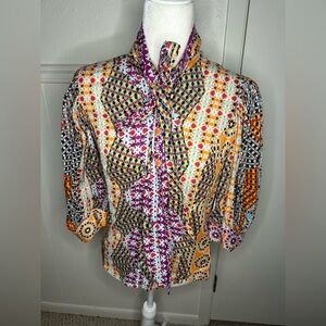 Tawni Haynes Multicolor Geometric Button Down Shirt size M